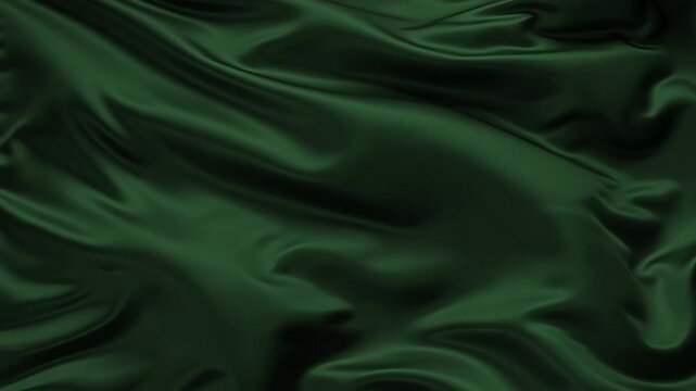 Luxury emerald green silk fabric animation with flowing glossy satin folds. Seamless looping motion background for premium branding, elegant presentations, fashion and digital video production