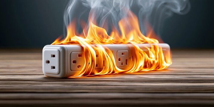 Electrical hazard warning fire damage concept