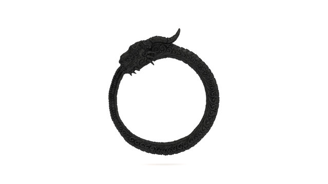 Black Iron Dragon Bangle Ornate Circular Bracelet Isolated 3D Illustration