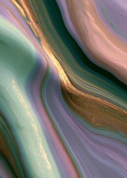 Abstract digital art piece that appears to be a close-up of a wave-like pattern. the wave is made up of different shades of green, blue, pink, and gold, creating a gradient effect.