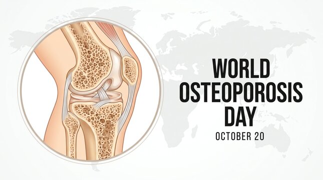 World Osteoporosis Day awareness poster with knee joint illustration