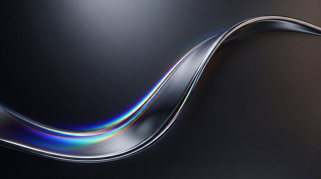 Fondo de presentaci&oacute;n moderno de alta resoluci&oacute;n, onda de cromo fluido mate con refracci&oacute;n de luz prism&aacute;tica sutil