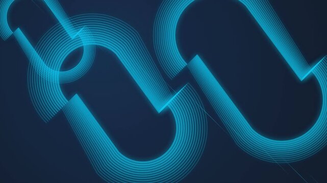 Abstract blue blockchain link design on dark background