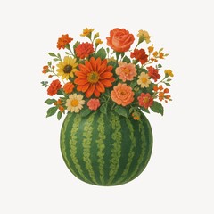 Obraz premium Vibrant floral watermelon bouquet