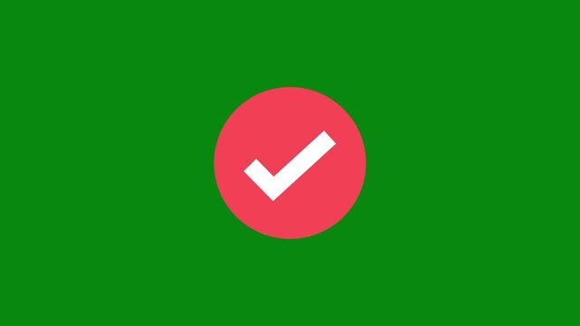 Animated reveal of a white checkmark icon in a green circle. Isolated on a white background.  Motion graphics of success concept, Check Mark, Tick, Yes, OK Symbol Animation. approved tick mark icon