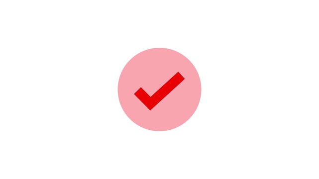 Animated reveal of a white checkmark icon in a green circle. Isolated on a white background.  Motion graphics of success concept, Check Mark, Tick, Yes, OK Symbol Animation. approved tick mark icon