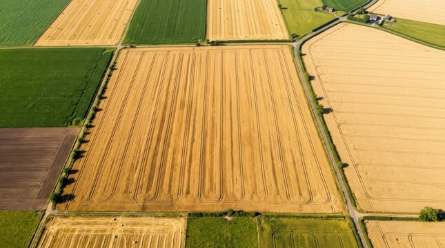 Aerial View of Patchwork Agricultural Fields