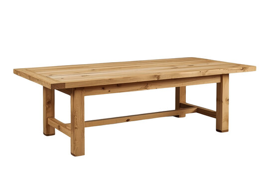 Heavy farmhouse wooden table in three quarter view