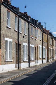 Terrace of railway workers cottages in London, England