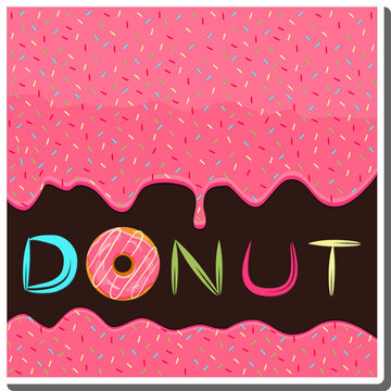 Sweet liquid jam pink dripping down waffle donut