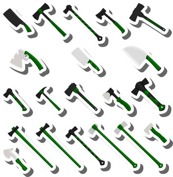 big kit steel axes with wooden handle
