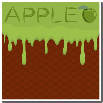 Sweet liquid jam apple dripping down waffle cookie