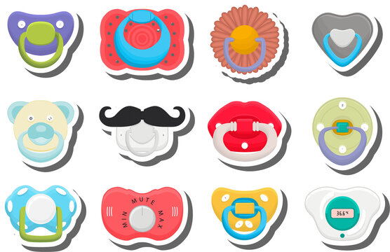 Big colored set baby pacifiers, dummy with rubber nipple