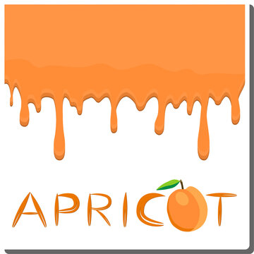 Sweet liquid jam apricot dripping down white milk