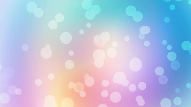 Soft pastel mint green, peach blush, and lavender liquid gradient motion loop filled with delicate translucent bokeh light circles for dreamy video overlay background