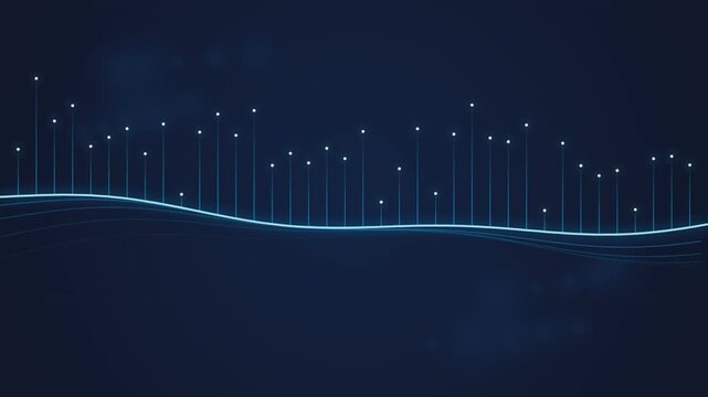 Modern abstract blue wave with light dots background