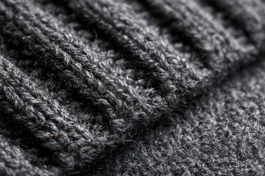 Textured dark heather knit fabric surface with soft fibers in gray tones