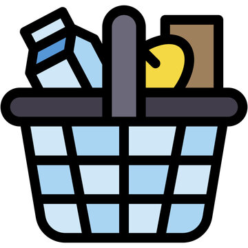 Vector Icon Basket, Groceries, Food, Vegetables, Supplies, Shopping Basket
