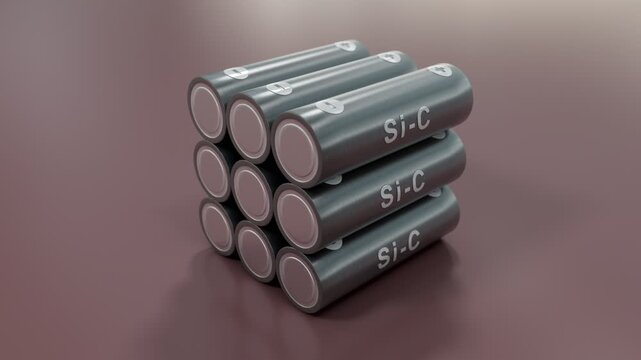 Stacked Silicon Carbon Battery Cells Showing Modern Energy Storage