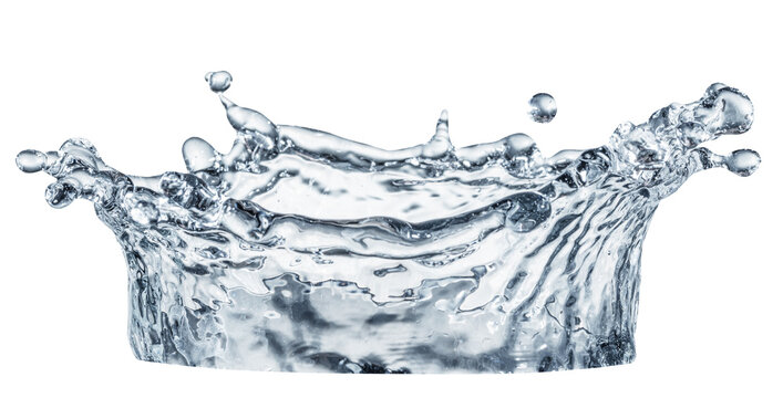 Crown splash of pure water with drops isolated on a white background.