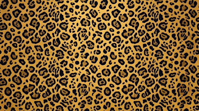 Flat vector style seamless golden jaguar animal print background