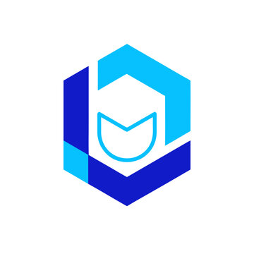 Geometric Letter M Tech Shield Logo Modern Digital Monogram Vector