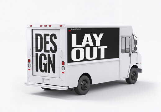A white delivery truck mockup