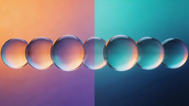 Glowing spheres on dual colored background