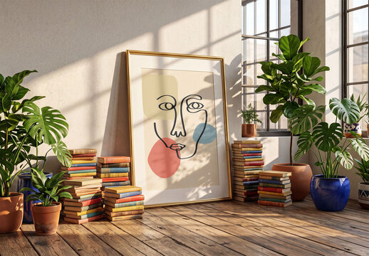 Mockup of livingroom With Empty Frame