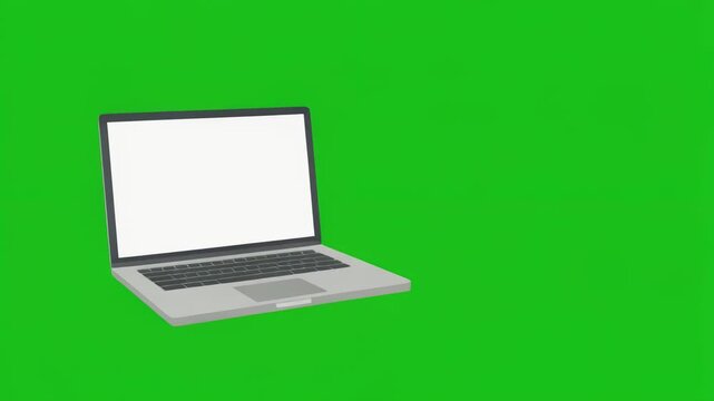 Multiple laptops with blank screens on green backgrounds in a staggered arrangement