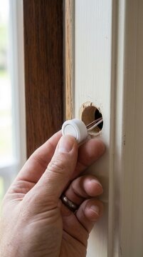 Precise Installation of a Smart Home Security Sensor into a Wooden Door Frame
