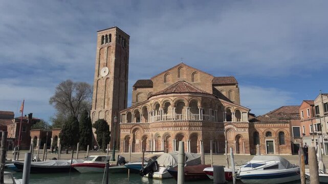 San Martino Basilica and Bell Tower Along Venice Canal