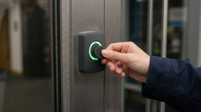 Modern Electronic Keyless Entry System Featuring a Glowing Green Indicator Light
