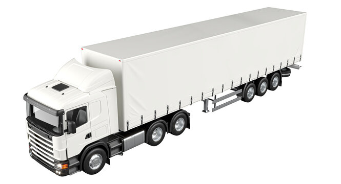 White semi truck 3d transparent background