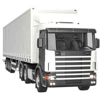 White 3d truck cargo on transparent background