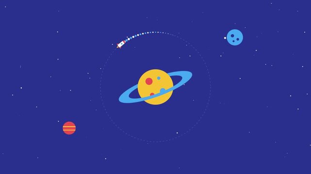 Cute animated vector video footage of a spinning planet background.