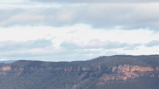 Panoramic View of Sandstone Cliffs in Blue Mountains National Park