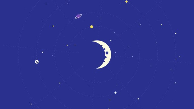 Cute animated vector video footage with a space and planet theme.