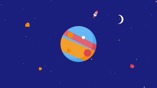 Animated vector video footage featuring a rotating planet theme.