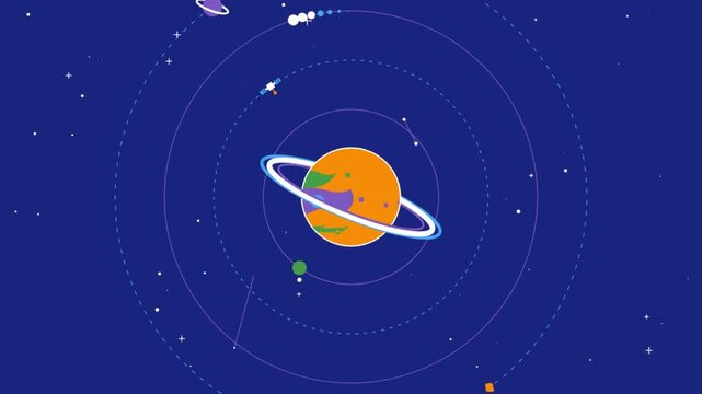 Animated vector video footage featuring a rotating planet theme.