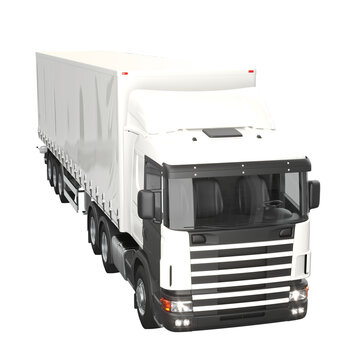 White semi truck transporting cargo 3d