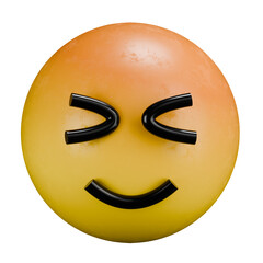 3D Yellow Grinning Emoji with Squinting Eyes and Happy Smile