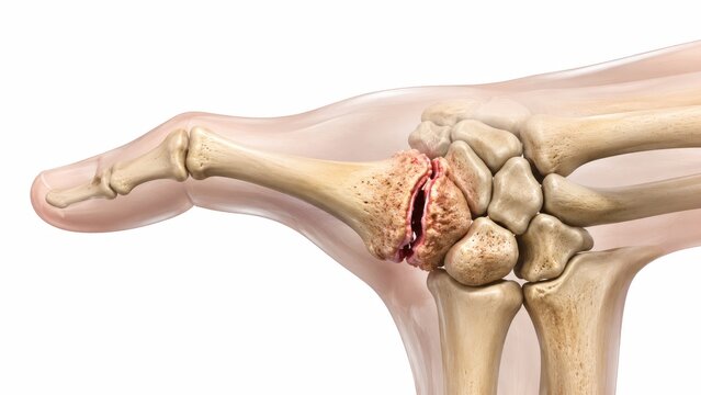 Human wrist joint anatomy showing fractured radius bone injury with skeletal structure medical illustration isolated on white background