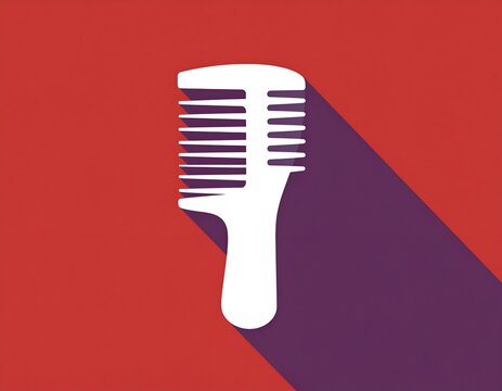 Red minimalist hair comb icon with shadow.