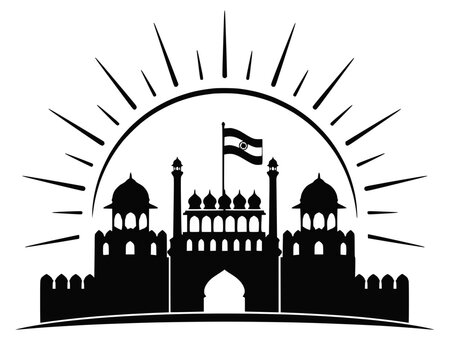 silhouette of the lal kila vector design 