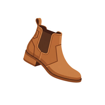 Brown Chelsea Boot Isolated Footwear Illustration for Fashion Design