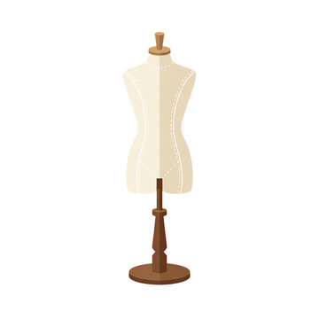 Classic Tailoring Dress Form Mannequin on Wooden Stand Illustration