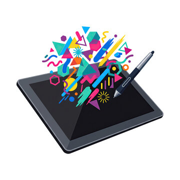 Digital Drawing Tablet with Stylus and Colorful Creative Elements
