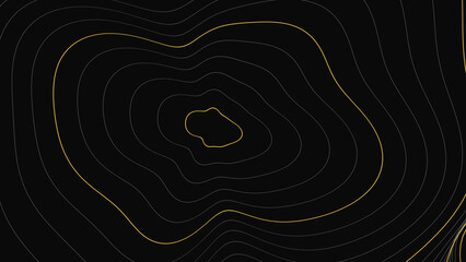 Yellow contour lines on black background depict a topographic map style illustration topography elevation geography © Shilpe