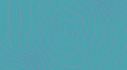 Contour lines forming a topographic map pattern in teal and pink hues topography terrain elevation © Shilpe
